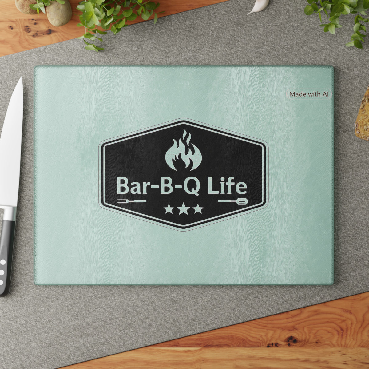 Bar-B-Q Life Glass Cutting Board – BBQ Grilling Kitchen Prep Board