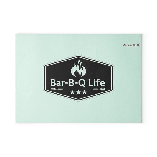 Bar-B-Q Life Glass Cutting Board – BBQ Grilling Kitchen Prep Board