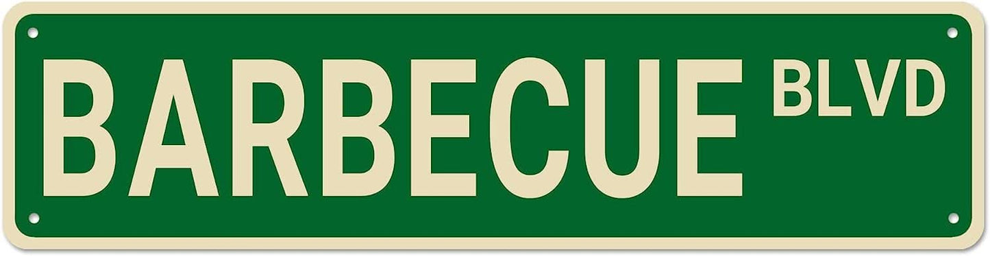 Barbecue BLVD Street Sign - Barbecue Decor, Funny Wall Decor for Home/Garden/Kitchen, Quality Metal Sign 16x4 Inch