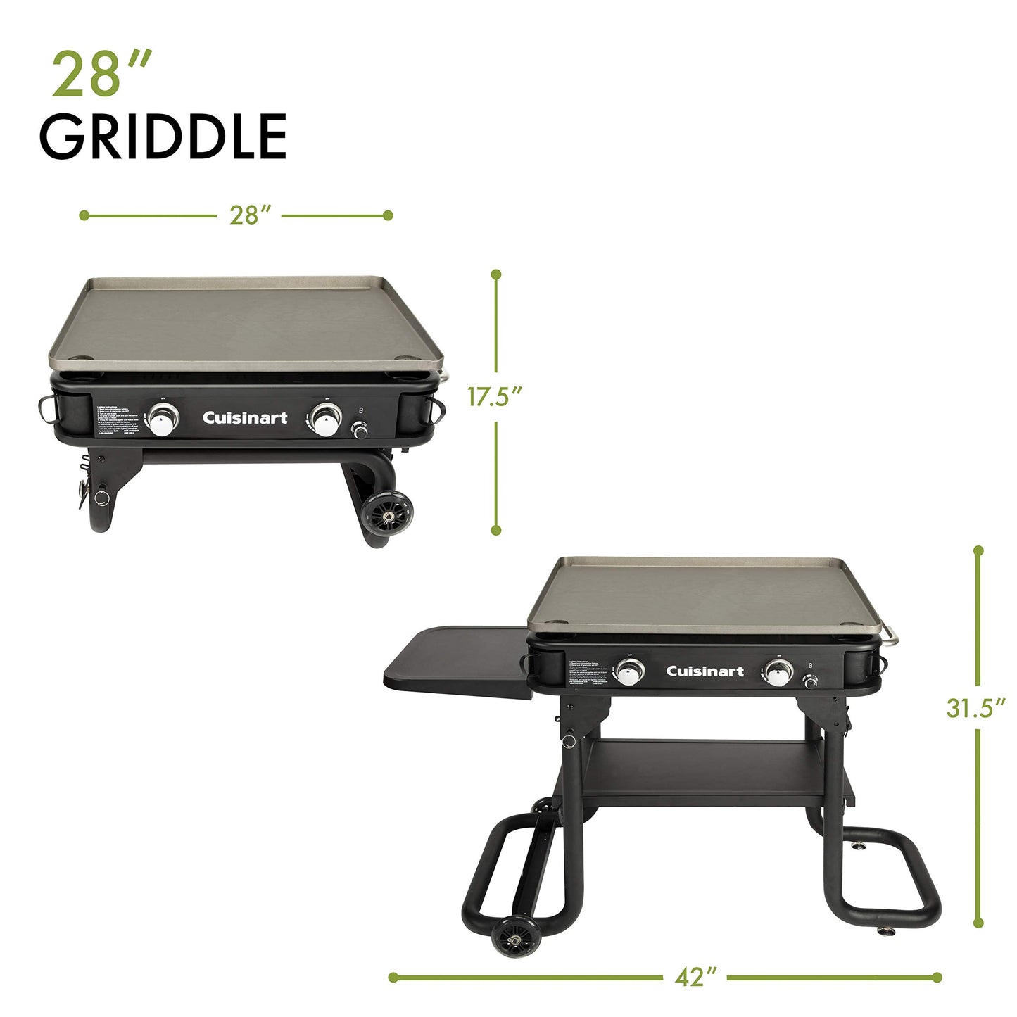 Cuisinart Flat Top Professional Quality Propane CGG-0028 28" Two Burner Gas Griddle and Cuisinart CGS-507 Griddle Kit, 7 Piece, Steel