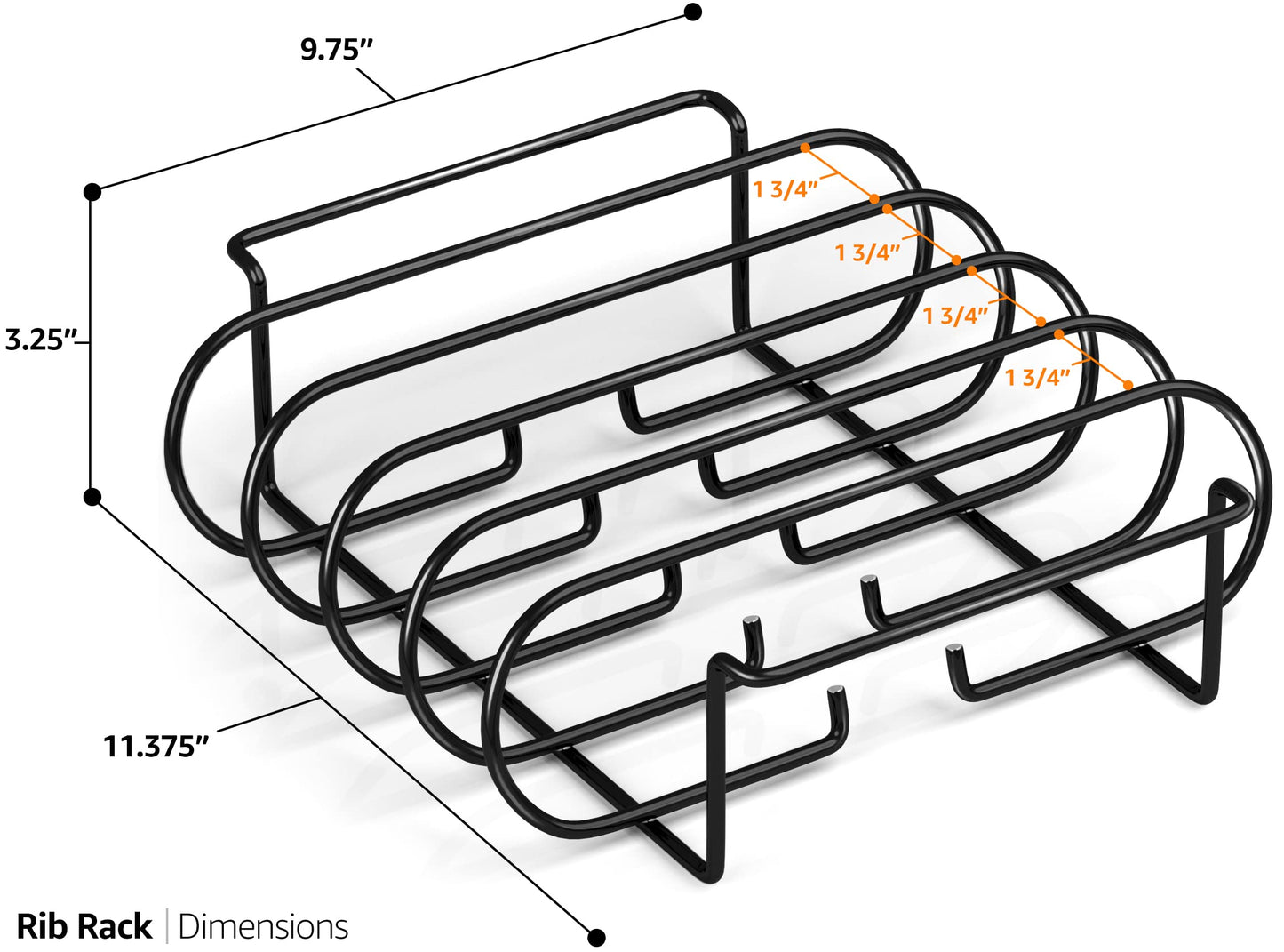 Sorbus® Non-Stick Rib Rack - Porcelain Coated Steel Roasting Stand – Holds 4 Rib Racks for Grilling & Barbecuing - Perfect BBQ Accessories for Smoker and Grill - Durable and Convenient Design (Black)
