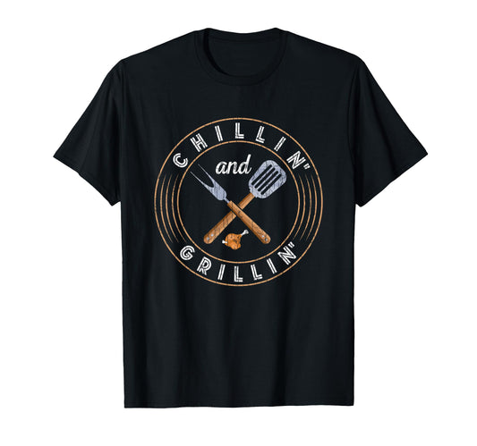 Chillin and Grillin Funny Barbeque Grilled BBQ Lover Graphic T-Shirt