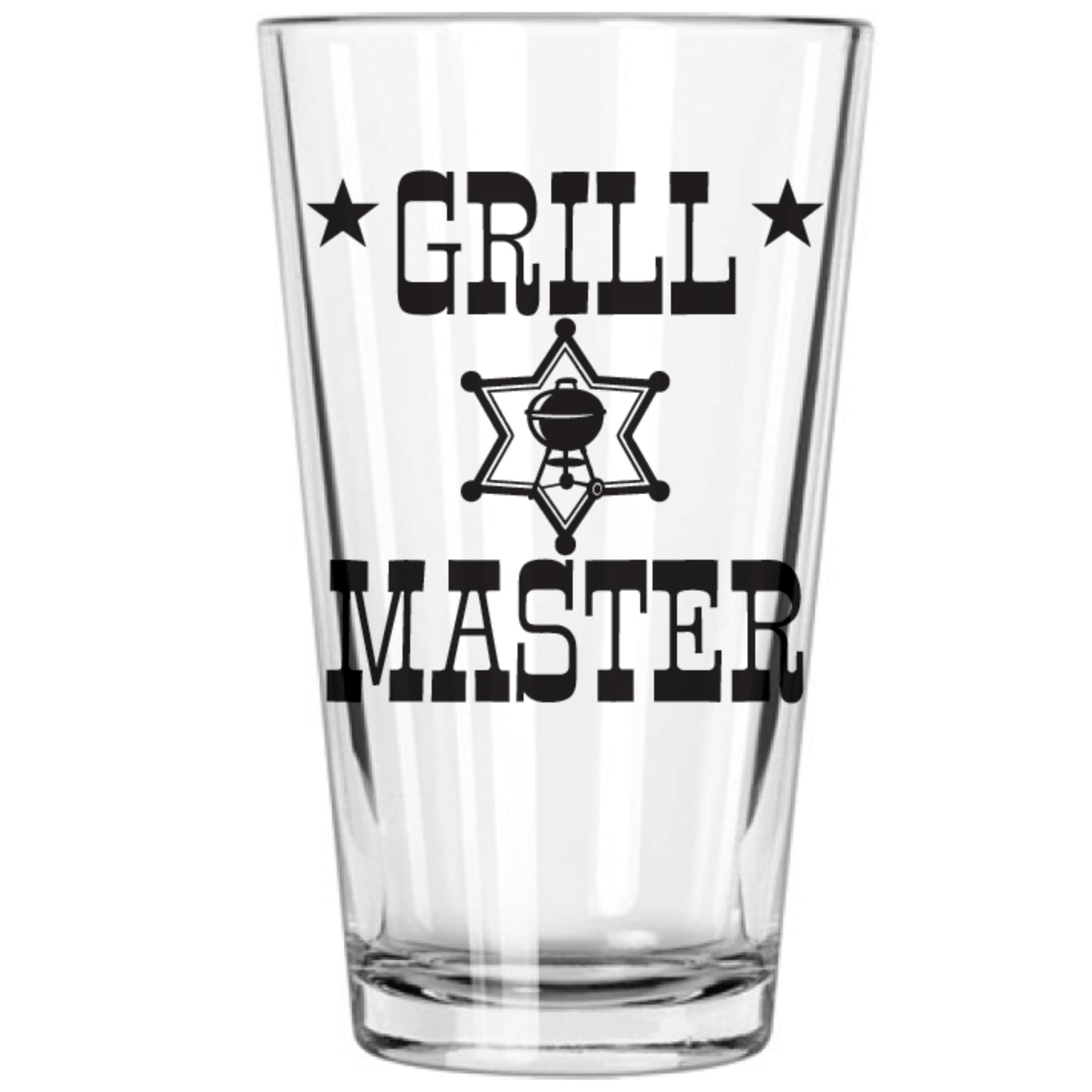 "Grill Master" 16oz Beer Pint Glass, Funny Dad Gift for Father's Day