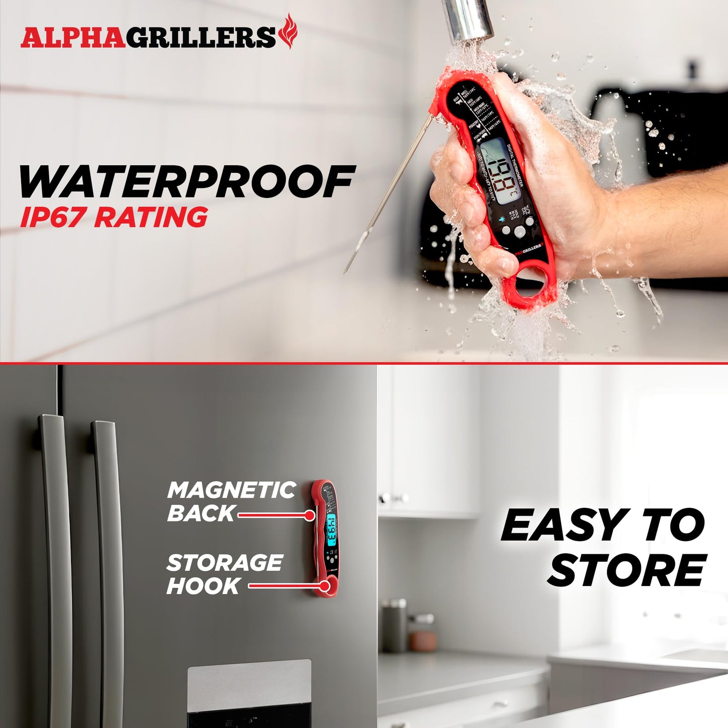 Alpha Grillers Instant Read Meat Thermometer Digital, Cooking, Food, Grill