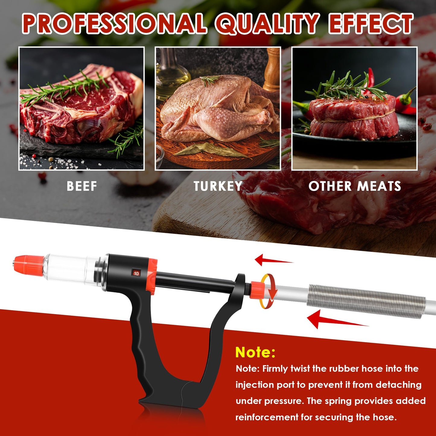 Marinade Injector Syringe with 3 Flow Settings & 4 Needles