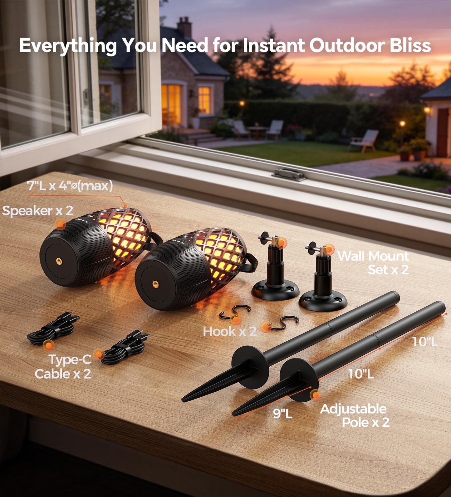 Outdoor Speakers Gifts for Men Bluetooth Speaker with Lights Multi-Sync up to 100 Speakers Auto-Pairing HD Stereo Sound Cool Stuff House Warming Gifts IPX5 Waterproof Lantern for Camp|Patio|Pool|Yard