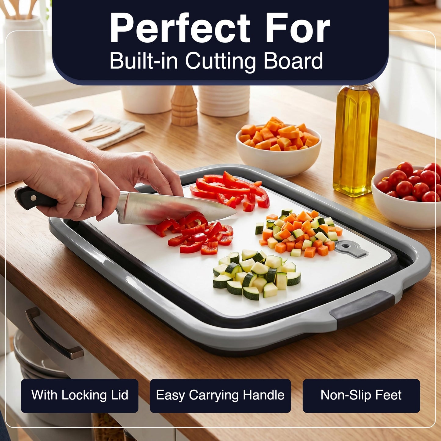 BBQ Prep Tub 16L, Collapsible Cutting Board with Meat Rest Blanket and Chicken Claws, Perfect Meat Prep Tub for Marinating, Shredding, and Grilling, All in One BBQ Accessories for Outing & Picnic
