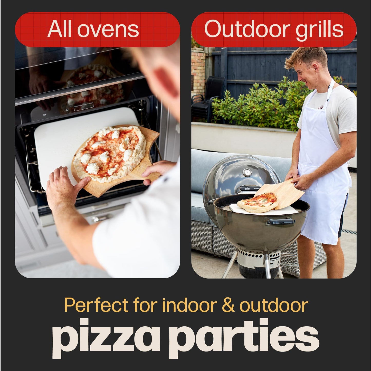 Hans Grill Rectangular Pizza Stone, 15 x 12 Inch Cordierite Stone with Peel