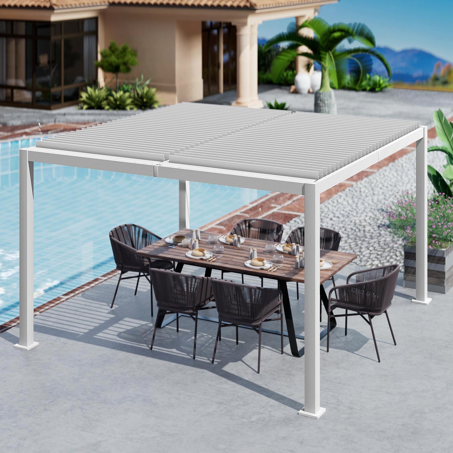 Kozyard Outdoor Louvered Pergola 12' x 12' Sun Shade Aluminum Patio Shelter