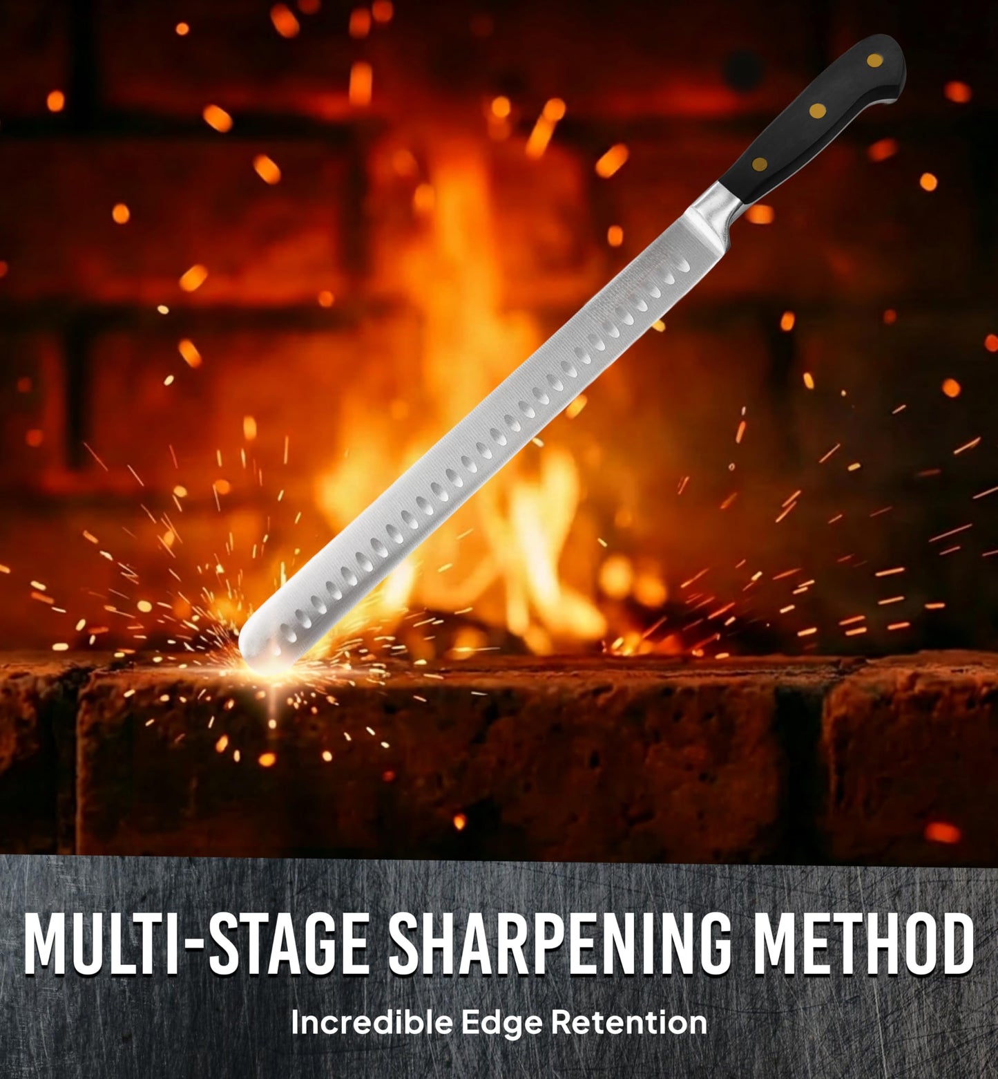 Bright Hobby Brisket Slicing Knife – 12" Brisket Knife, BBQ, Grilling Gifts For Men – Razor Sharp German Steel, Full Tang, Ergonomic Handle
