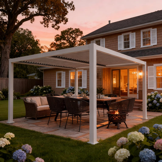 Kozyard Outdoor Louvered Pergola 12' x 12' Sun Shade Aluminum Patio Shelter