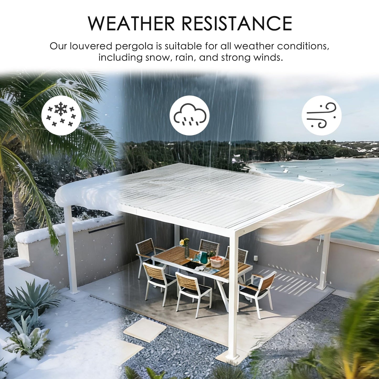 Kozyard Outdoor Louvered Pergola 12' x 12' Sun Shade Aluminum Patio Shelter
