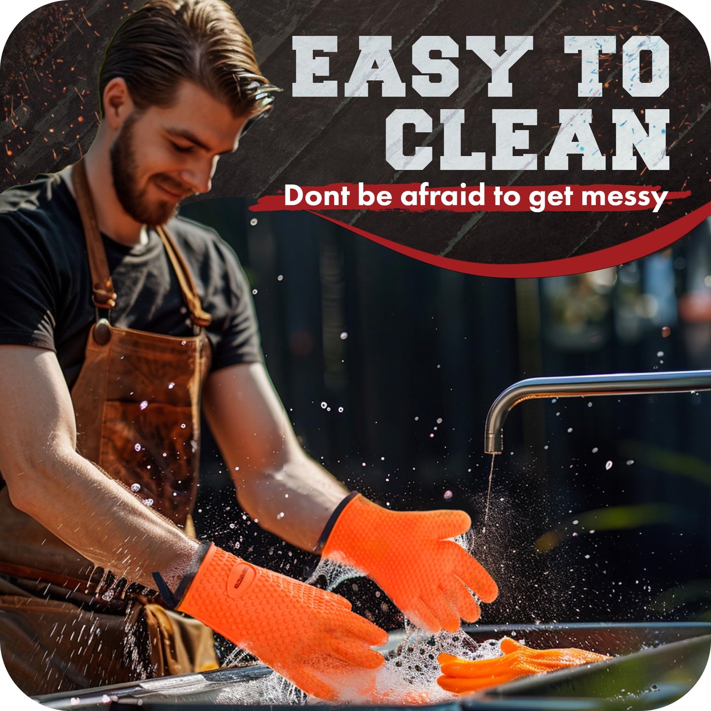KITCHEN PERFECTION Silicone Smoker BBQ Gloves - Heat Resistant Oven Mitts