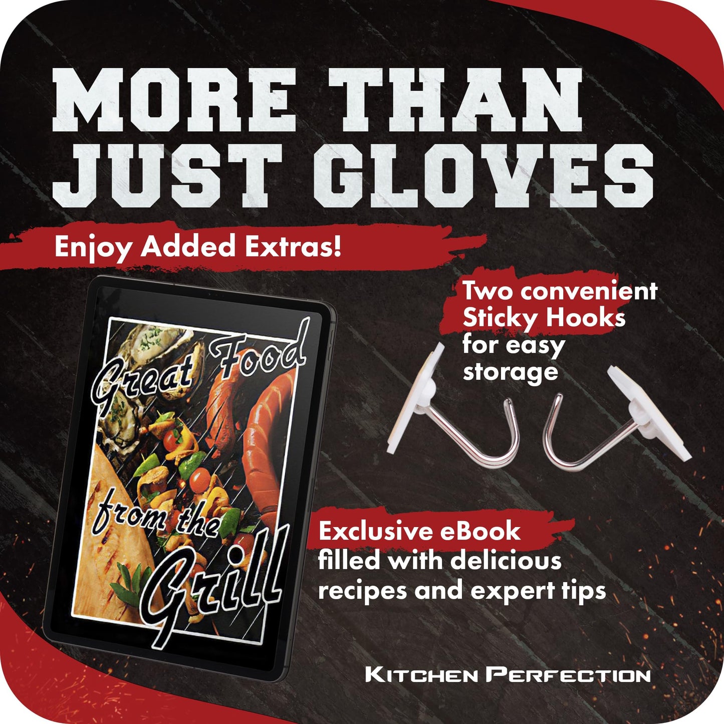 KITCHEN PERFECTION Silicone Smoker BBQ Gloves - Heat Resistant Oven Mitts