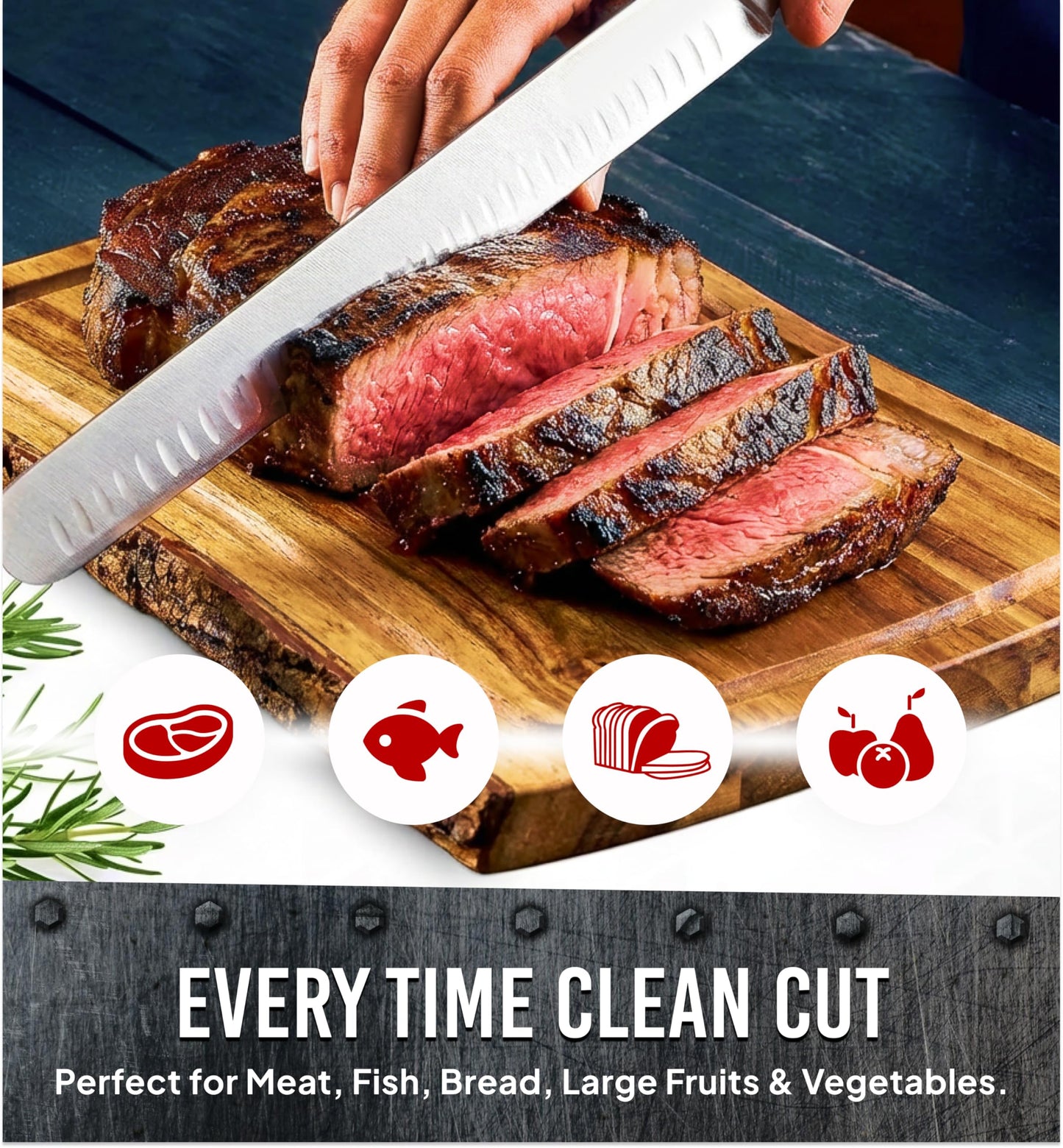 Bright Hobby Brisket Slicing Knife – 12" Brisket Knife, BBQ, Grilling Gifts For Men – Razor Sharp German Steel, Full Tang, Ergonomic Handle